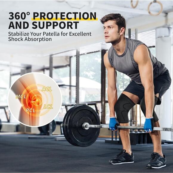 CAMBIVO 2 Pack Knee Braces for Knee Pain, Knee Compression Sleeve (Black-M) - Picture 4 of 4